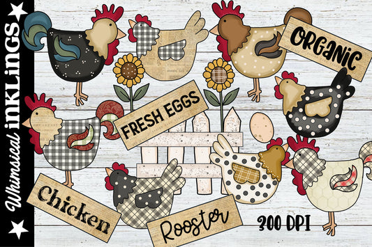 Chicken Farm Sublimation Clipart| Farm|Chickens