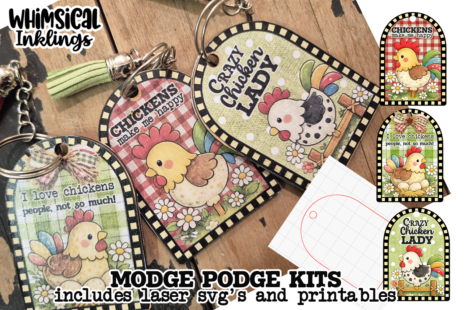 Chicken Lady key Chain SVG and matching Printables Modge Podge set| La ...