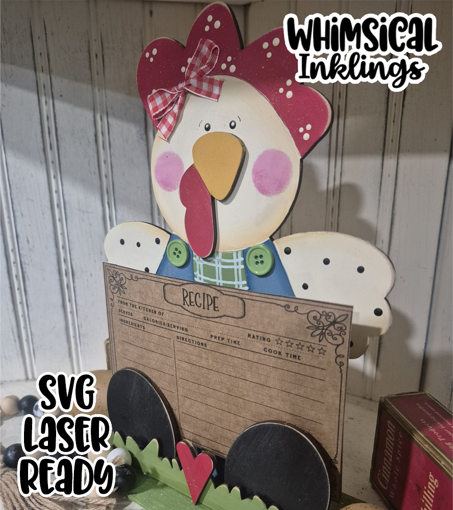 Chicken Recipe Card Holder Laser SVG