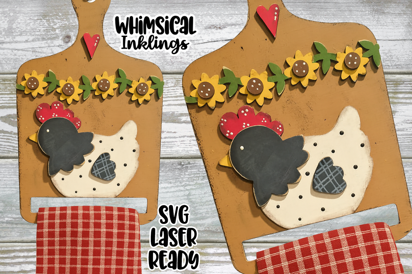 Chicken Tea Towel Holder Laser SVG