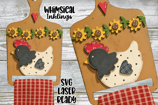 Chicken Tea Towel Holder Laser SVG