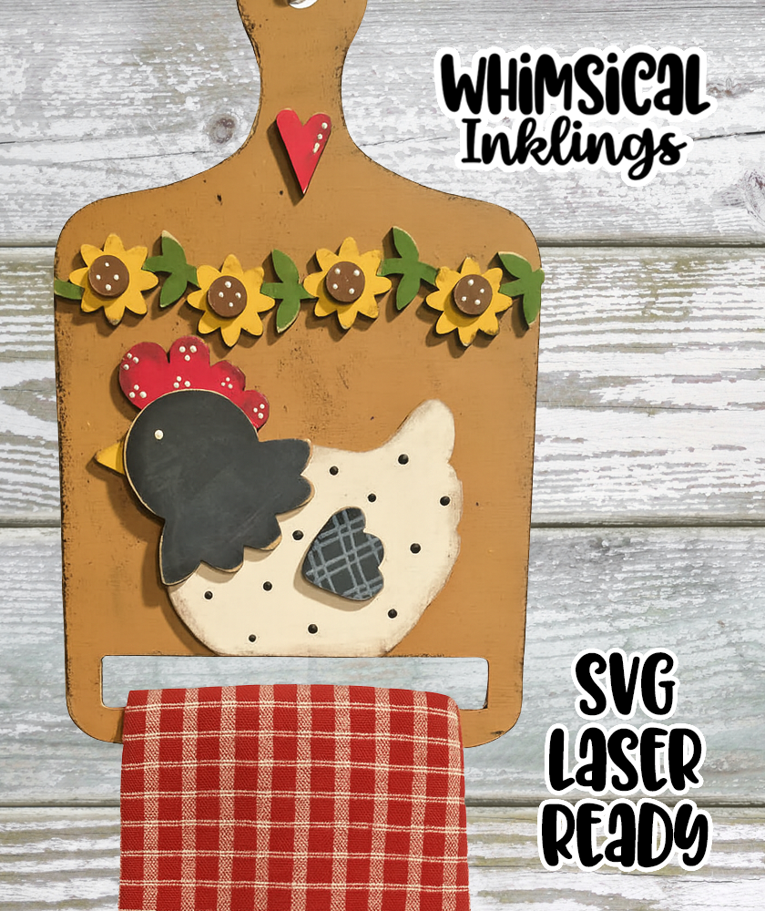 Chicken Tea Towel Holder Laser SVG