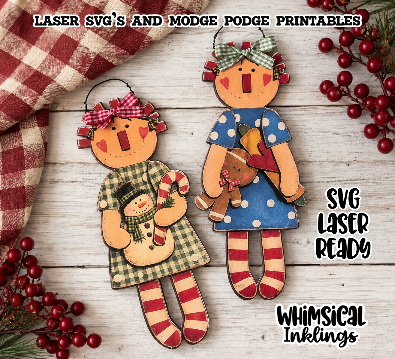 Christmas Annie SVG's and Modge Podge Printables| Laser SVG