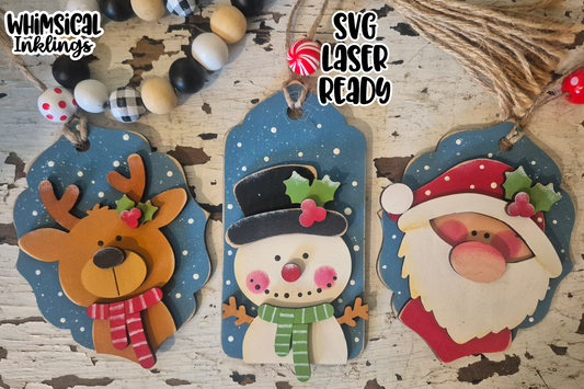 Bitty Christmas Tag Ornaments Laser SVG