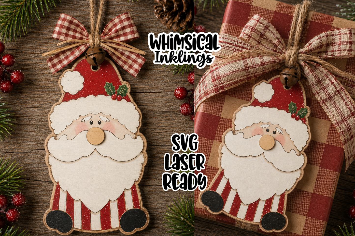 Christmas Claus Ornament Laser SVG| Christmas Laser SVG