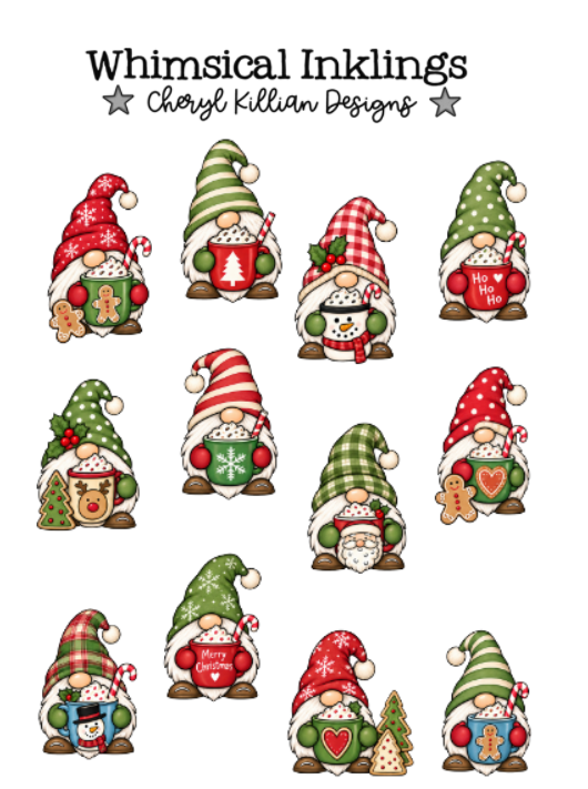 Christmas Cocoa Gnomes Sticker Pack| Gnome Stickers