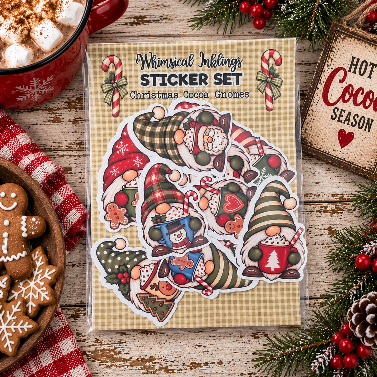 Christmas Cocoa Gnomes Sticker Pack| Gnome Stickers