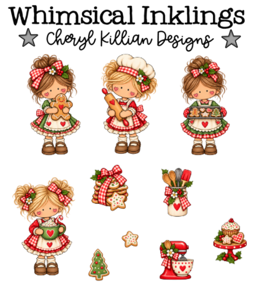 Christmas Cookie Girl Sticker Sheet| Christmas Sticker Printable