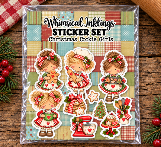 Christmas Cookie Girl Sticker Sheet| Christmas Sticker Printable
