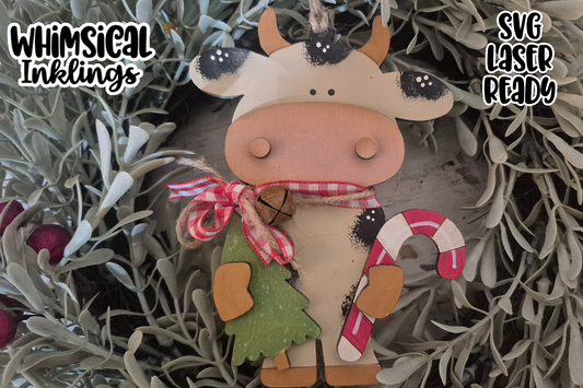 Christmas Cow Ornament Laser SVG