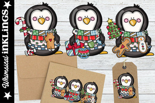 Christmas Penguins Sublimation Clipart| Christmas penguins