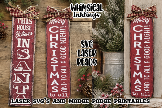 Christmas Sign Set SVG and matching Modge Podge Printables| Laser SVG