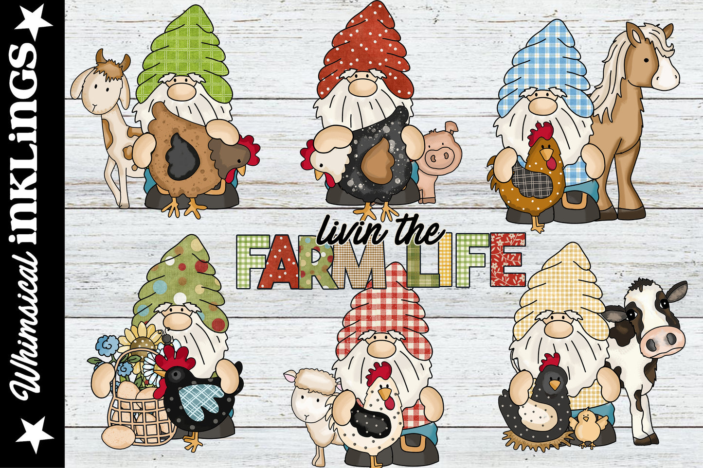 Chubby Farm Gnomes Sublimation Clipart