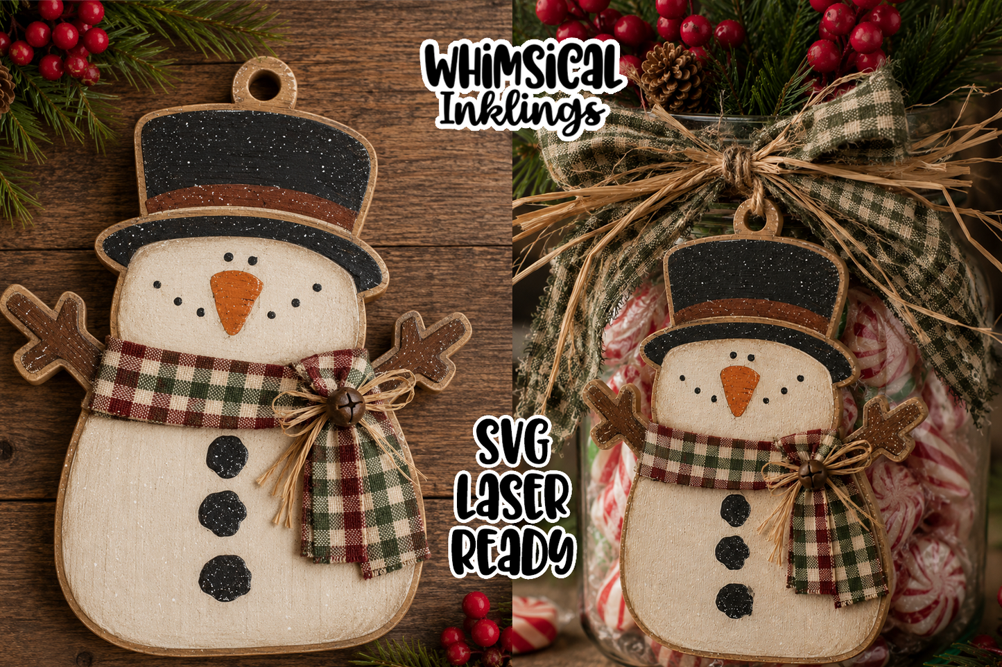 Chubby Snowman Ornament Laser SVG| Christmas Laser SVG