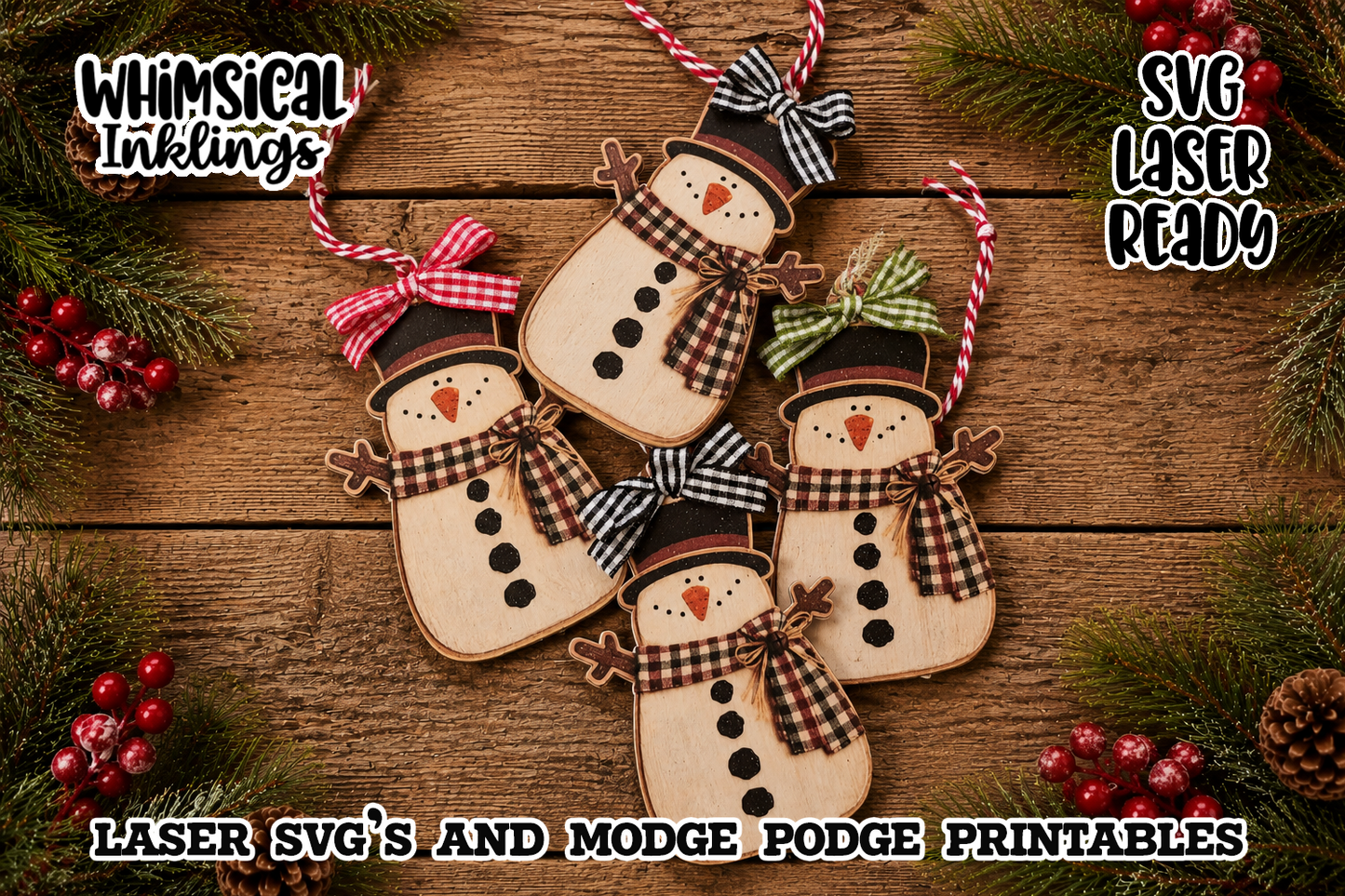 Chubby Snowman SVG and Modge Podge Printable| Laser SVG
