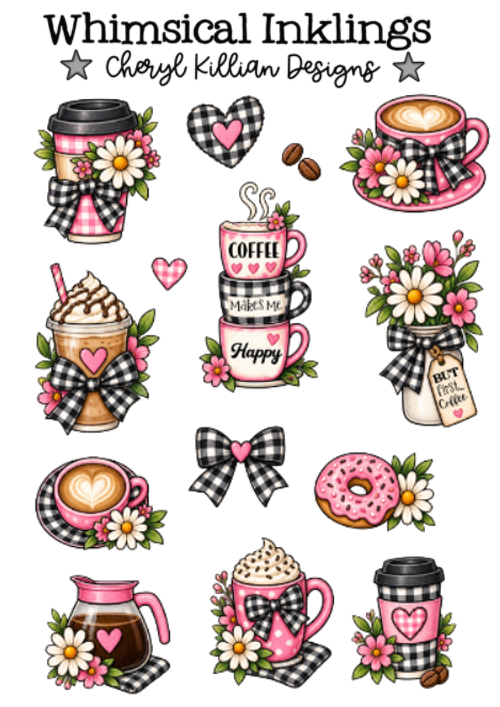 Coffee and Flowers Sticker Pack| Coffee stickers