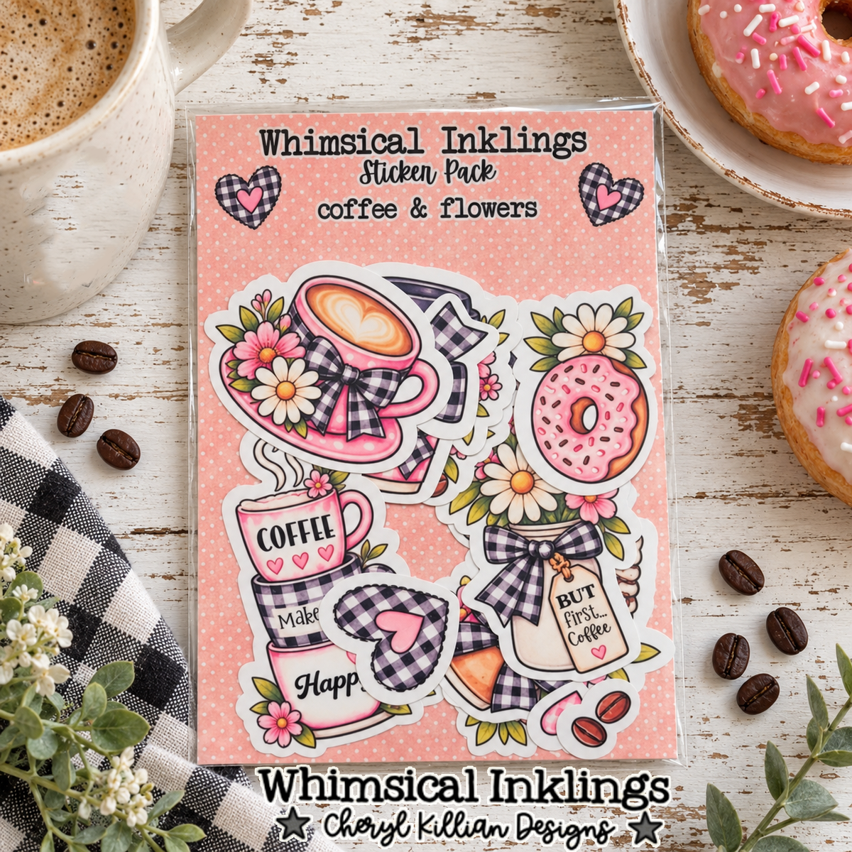 Coffee and Flowers Sticker Pack| Coffee stickers