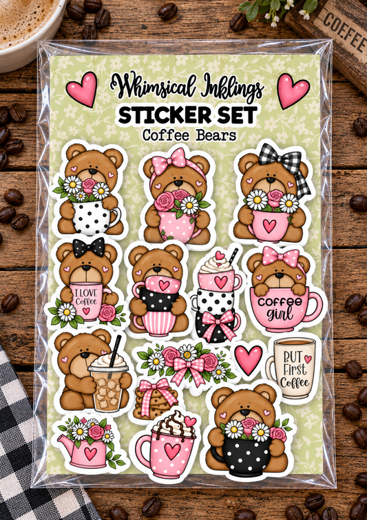 Coffee Bear Sticker Pack| Coffee Stickers