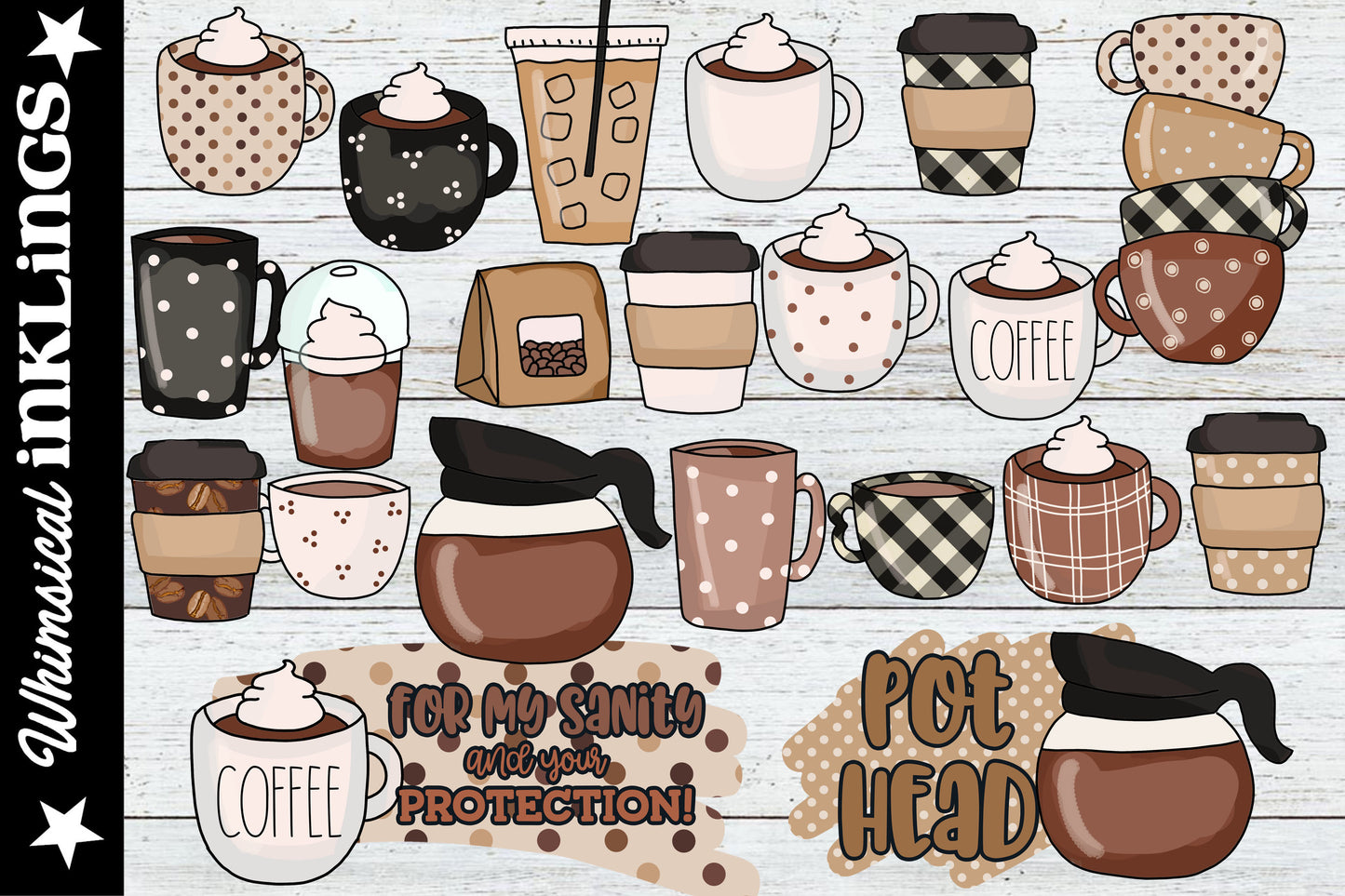 Coffee Lovers Sublimation Clipart Elements