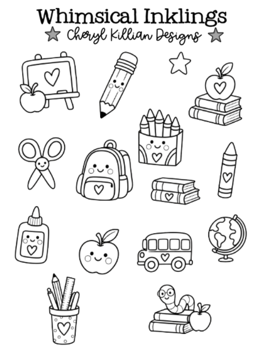 Color Me School Sticker Pack| School Stickers