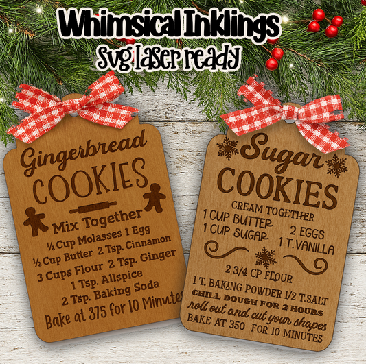 Cookie Tag Recipe Ornament Laser SVG