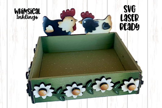 Country Chickens Box Laser SVG