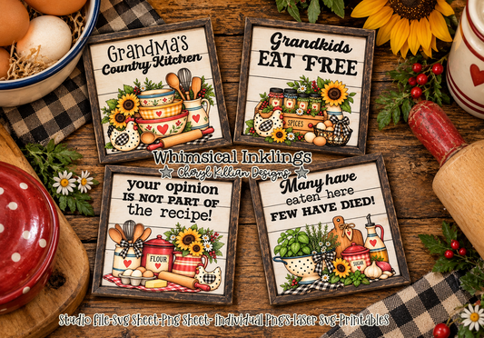Country Kitchen Magnet Set Laser SVG and Mod Podge Printables