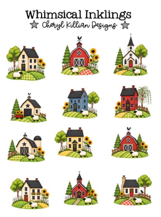 Country Village Sticker Pack| Saltbox House Stickers