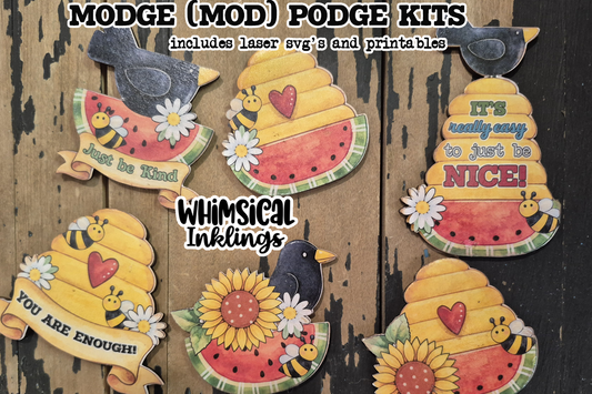 Crow and Flowers Magnet SVG 's and matching Modge Podge Printables| Laser SVG