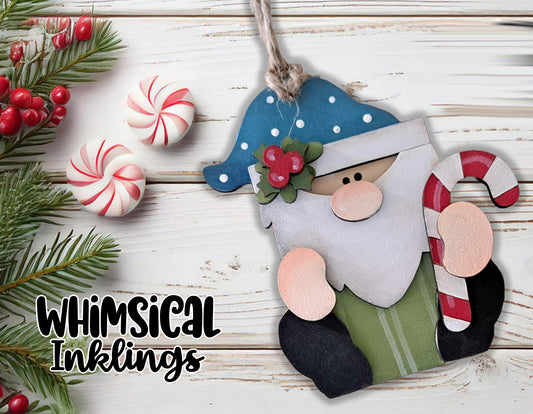 Cute Candy Cane Gnome Ornament DIY Wood Kit