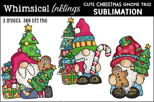 Cute Christmas Gnome Trio| Christmas Sublimation