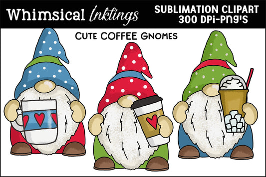 Cute Coffee Gnomes Sublimation| Gnome Clipart