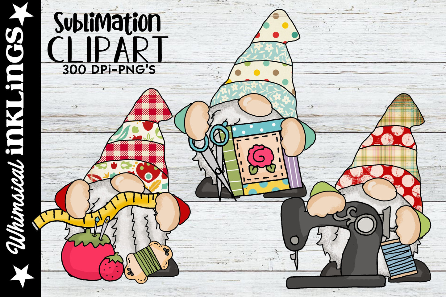 Cute Sewing Gnomes Sublimation| Sewing Clipart