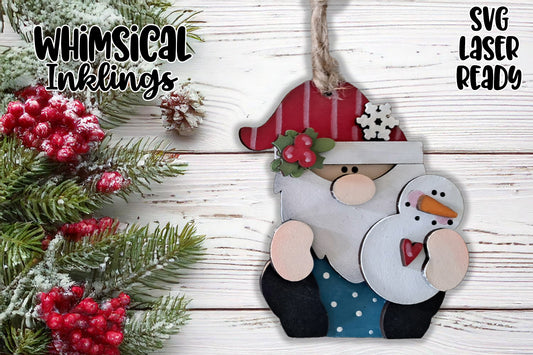 Cute Snowman Gnome Ornament Laser SVG