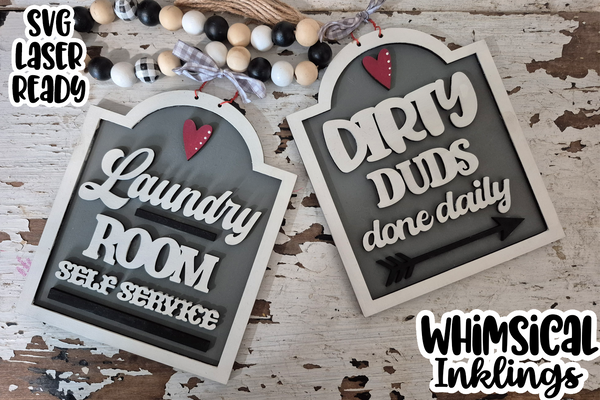 Dirty Duds Laundry Room Sign Set Laser SVG – Whimsical Inklings