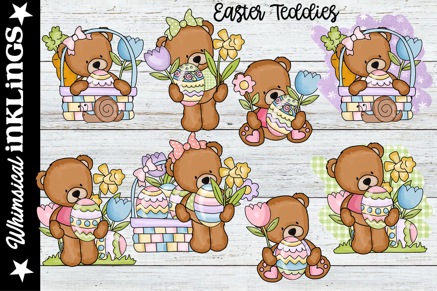 Easter Teddies Sublimation Clipart