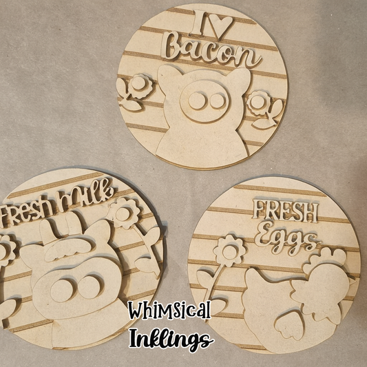 Farm Animal Magnet Trio DIY Wood Set
