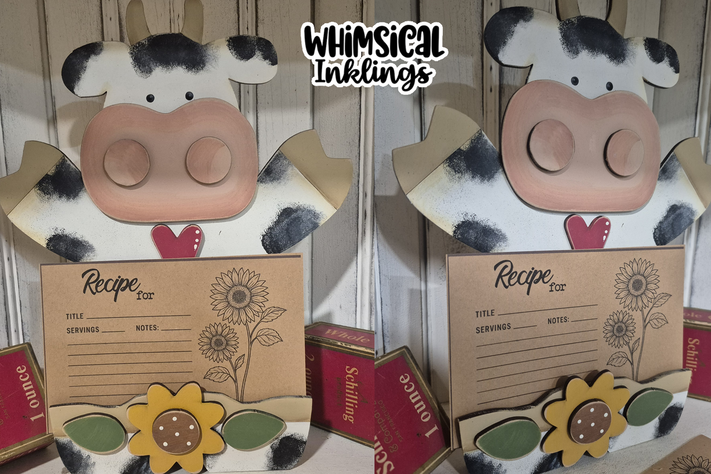 Farm Cow Recipe Card Holder DIY Wood Kit