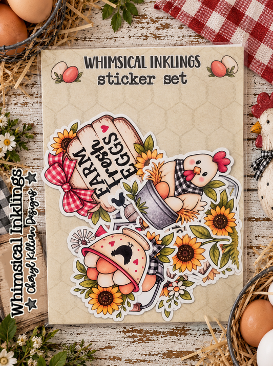Farm Fresh Eggs Sticker Pack| Chicken Stickers