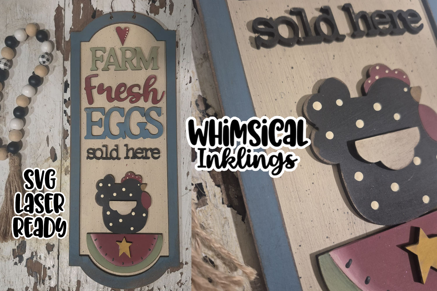 Farm Fresh Eggs Chicken Sign Laser SVG – Whimsical Inklings