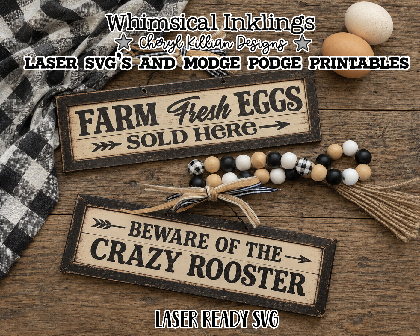 Farm Fresh Eggs Sign Set SVG and Modge Podge Printables| Laser SVG