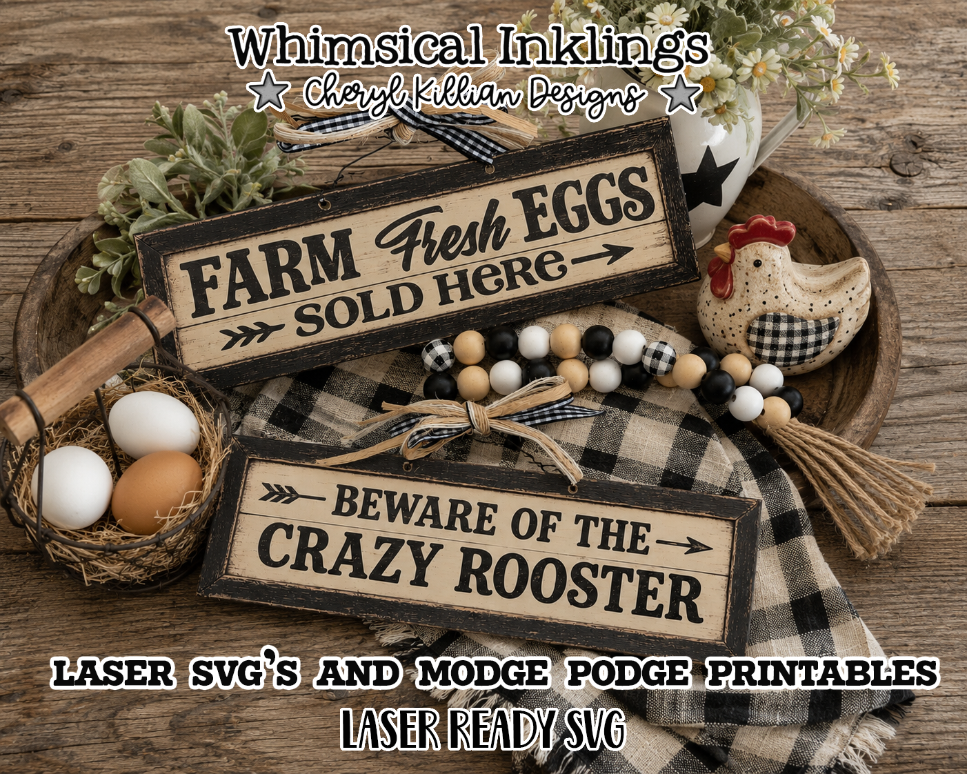 Farm Fresh Eggs Sign Set SVG and Modge Podge Printables| Laser SVG