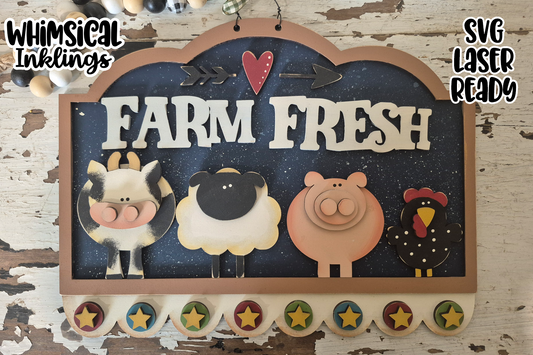 Farm Fresh Penny Rug Sign Laser SVG