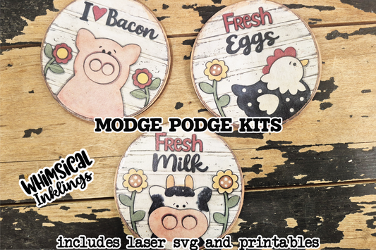 Farm Fresh Laser magnets SVG's and Printable Modge Podge Set| Laser SVG