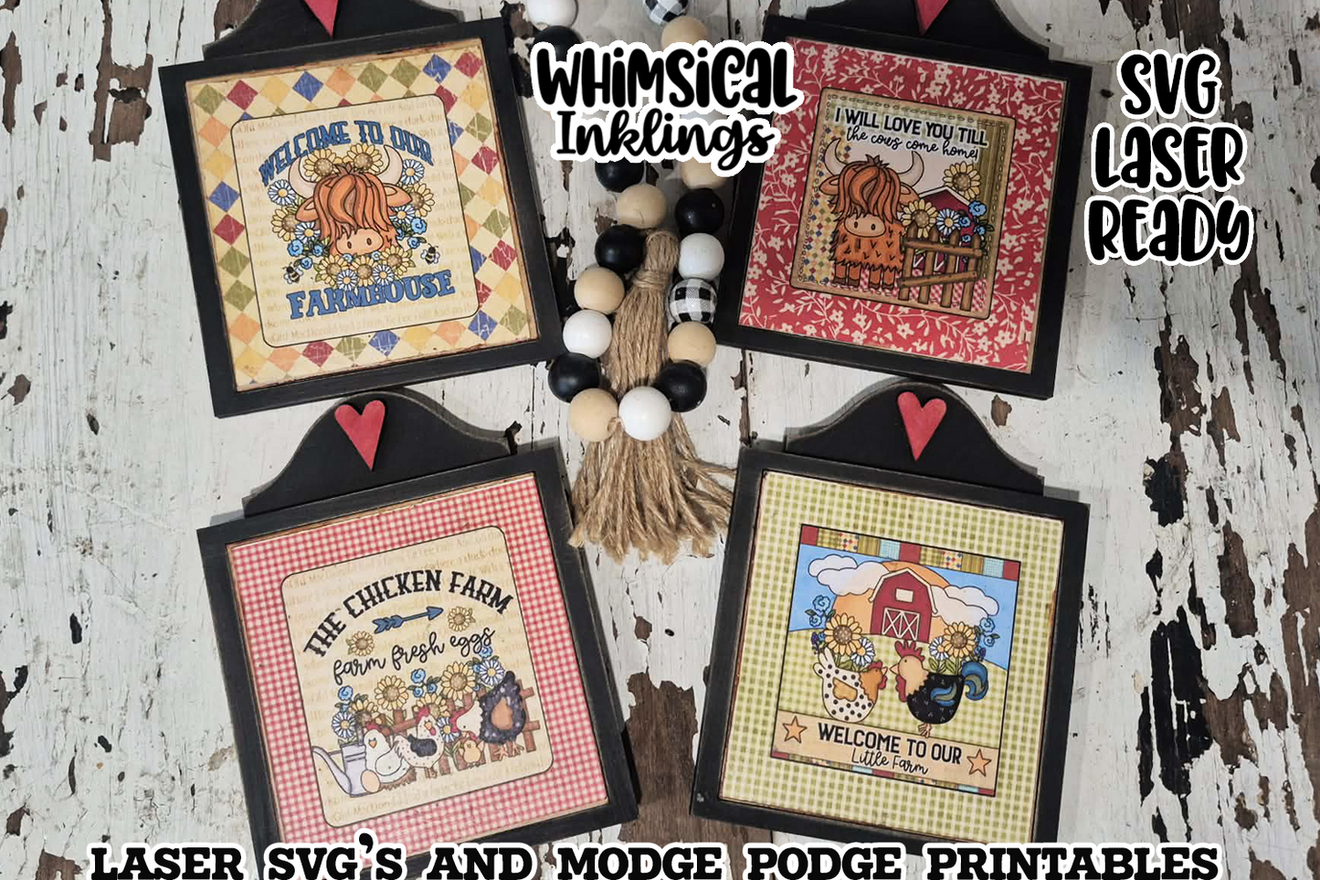 Farm Life Interchangeable Frame and Modge Podge Printables|| Laser SVG