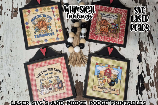 Farm Life Interchangeable Frame and Modge Podge Printables|| Laser SVG