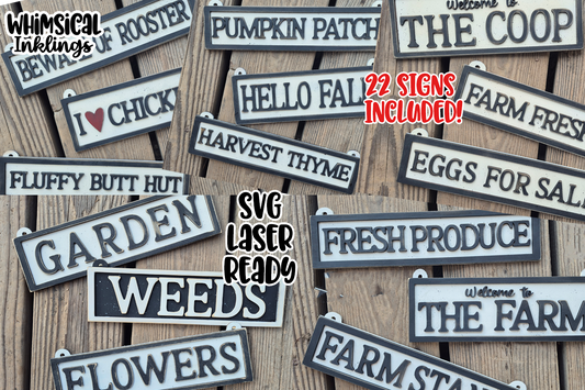 Farm Stand Sign Bundle Laser SVG's| 22 Files