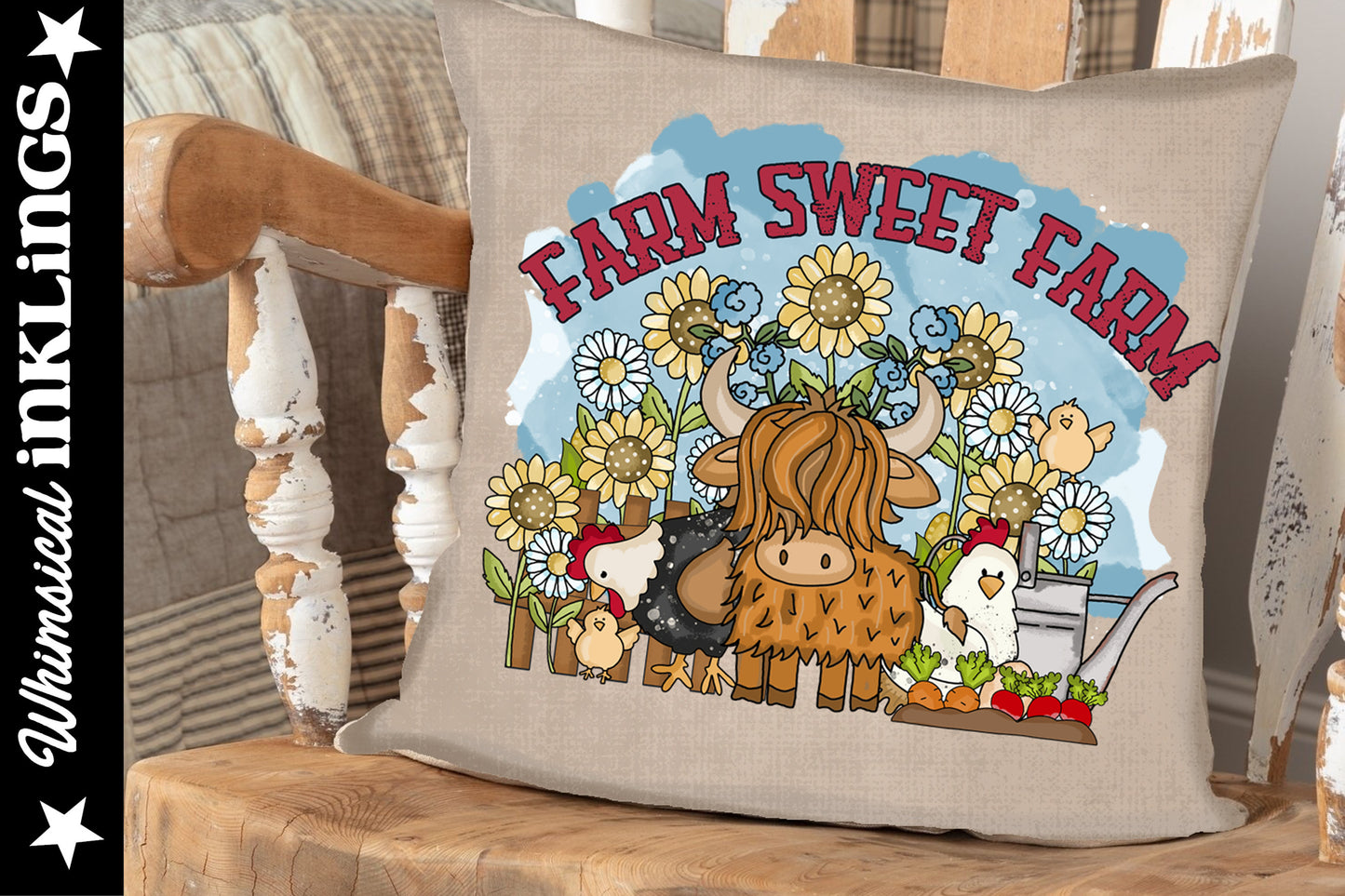 Farm Sweet farm Sublimation| Highland Cow