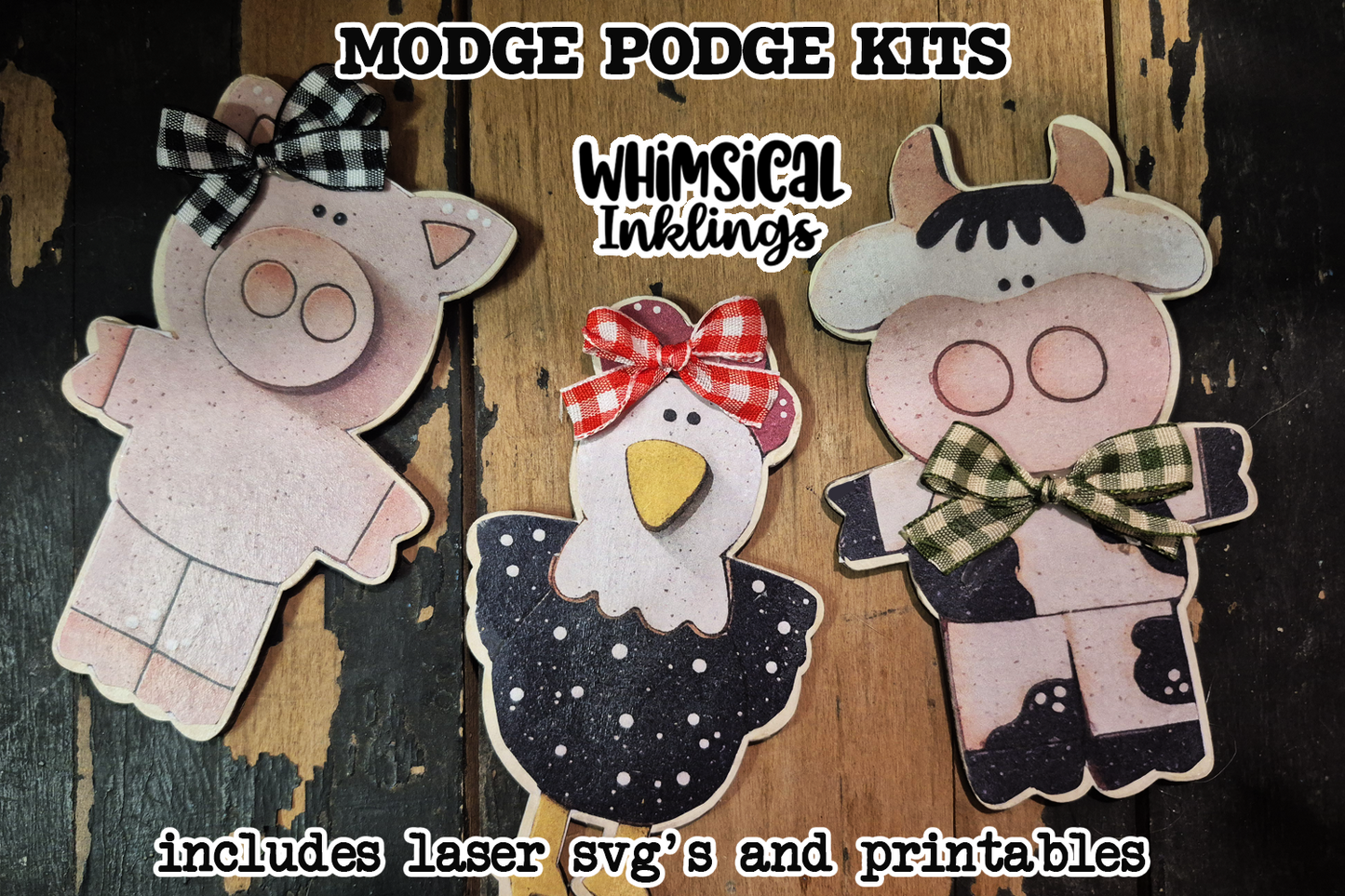 Farm Trio Laser magnets SVG's and Printable Modge Podge Set| Laser SVG