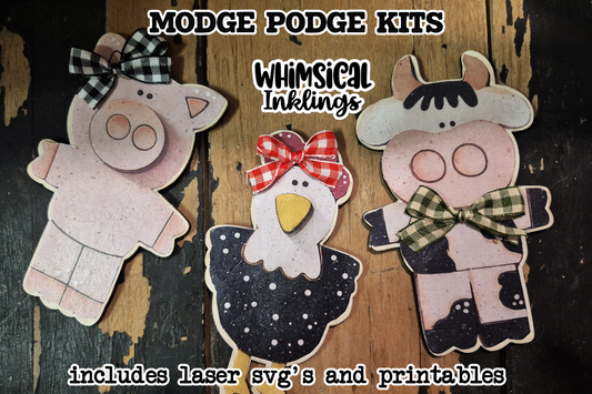 Farm Trio Laser magnets SVG's and Printable Modge Podge Set| Laser SVG